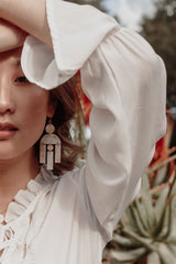 Hoang Hau Buffalo Horn Chandelier Statement Earrings - Handcrafted & Unique Buffalo Horn Jewelry