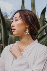 Vui Mung Geometric Buffalo Horn Statement Earrings - Handcrafted & Unique Buffalo Horn Jewelry
