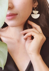 Saigon II Geo Buffalo Horn Post Dangle Earrings