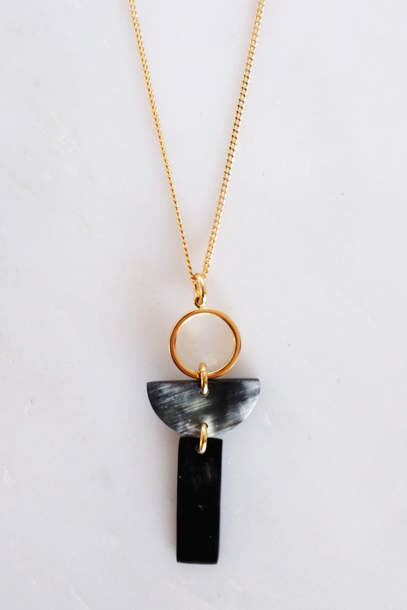 Con Dao II Geo Buffalo Horn Pendant Necklace - Handcrafted & Unique Buffalo Horn Jewelry
