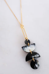 Ha Giang Geometric Buffalo Horn Long Pendant Necklace - Handcrafted & Unique Buffalo Horn Jewelry