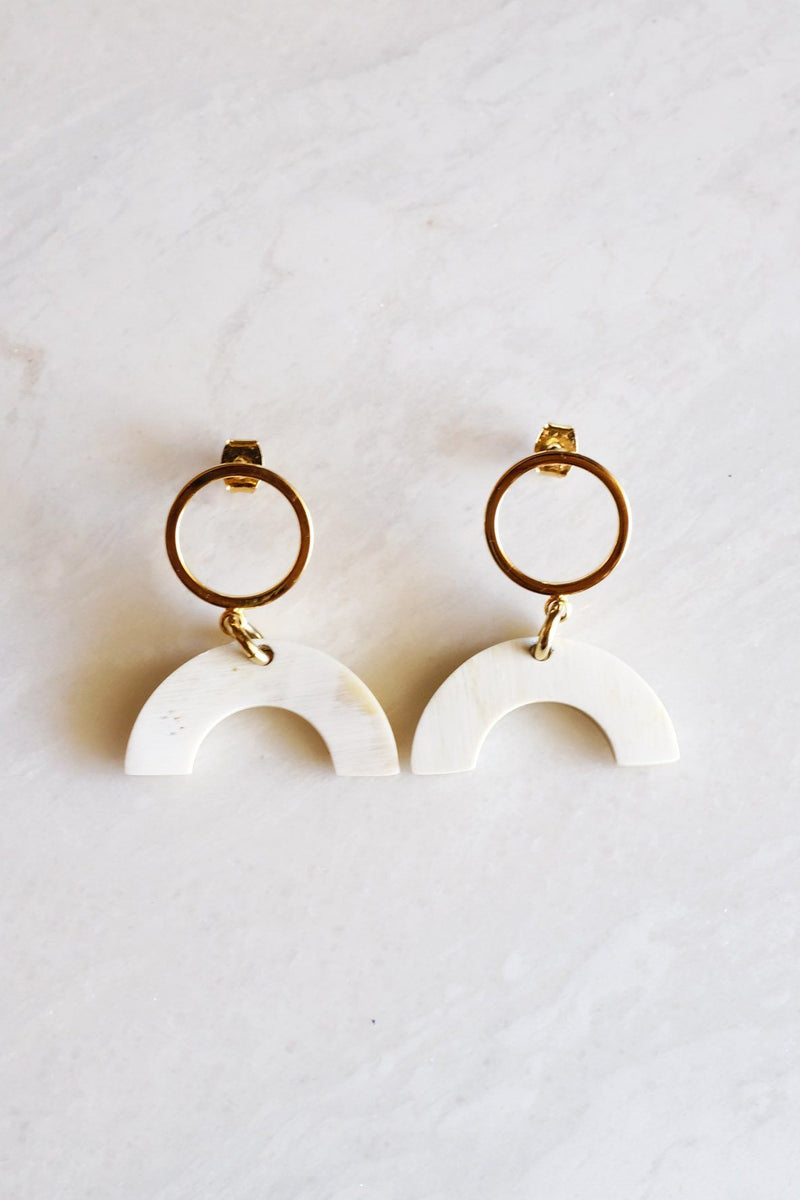 Hanh Tinh Geo Icon Buffalo Horn Post Earrings - Handcrafted & Unique Buffalo Horn Jewelry