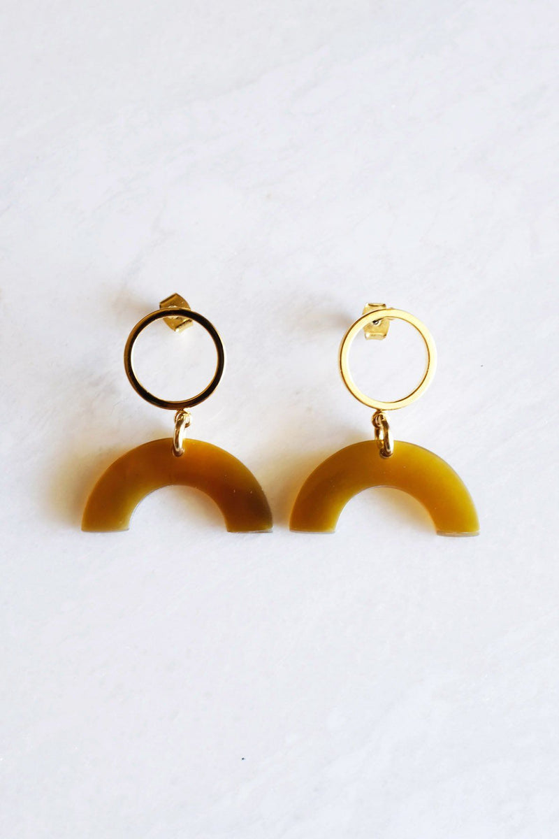 Hanh Tinh Geo Icon Buffalo Horn Post Earrings - Handcrafted & Unique Buffalo Horn Jewelry