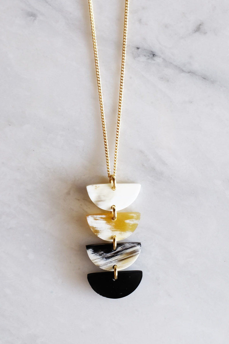 Hanoi Crescent Buffalo Horn Pendant Necklace - Handcrafted & Unique Buffalo Horn Jewelry