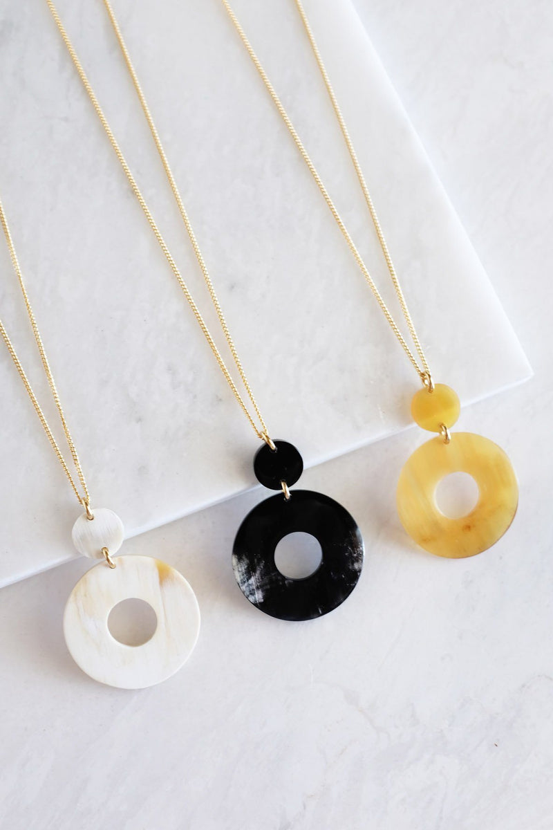 Hoan Toan Donut Buffalo Horn Pendant Necklace - Handcrafted & Unique Buffalo Horn Jewelry