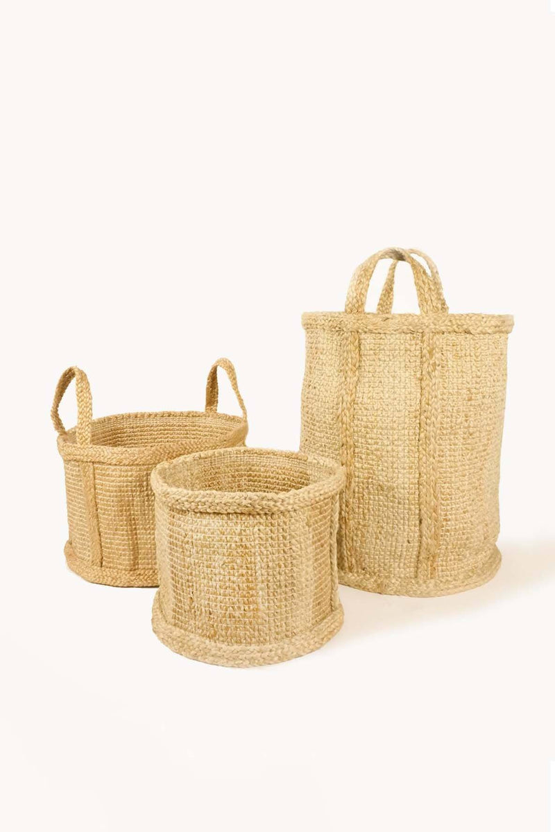 Korissa Bono Natural Jute Baskets - Handcrafted & Unique Buffalo Horn Jewelry