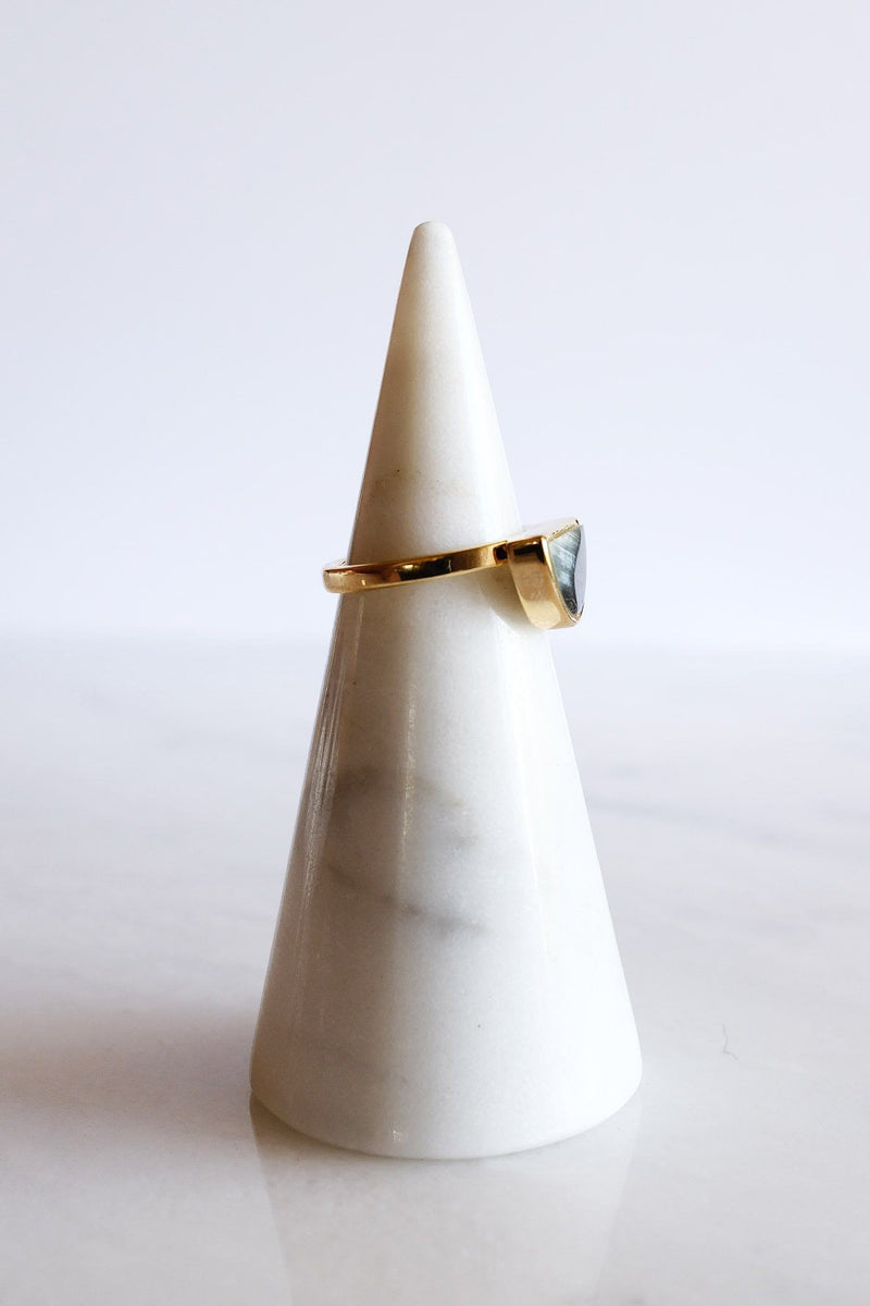 Mat Trang 16K Gold-Plated Brass Buffalo Horn Crescent Ring - Handcrafted & Unique Buffalo Horn Jewelry