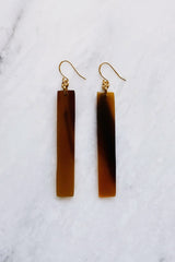 Tinh 16K Gold-Plated Brass Buffalo Horn Minimalist Bar Earrings - Handcrafted & Unique Buffalo Horn Jewelry