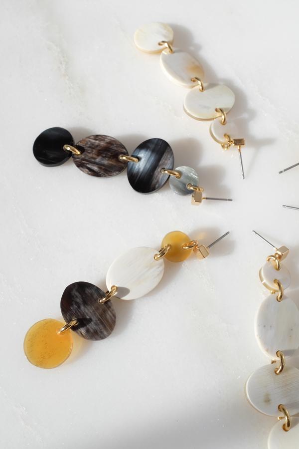Xinh Xan Asymmetrical Geo Buffalo Horn Dangle Post Earrings - Handcrafted & Unique Buffalo Horn Jewelry