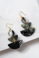 Saigon 16K Gold Plated Geometric Statement Buffalo Horn Earrings - Handcrafted & Unique Buffalo Horn Jewelry