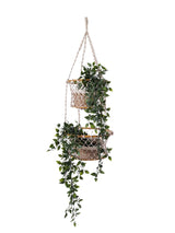 Jhuri Double Hanging Wood and Braided Jute Baskets